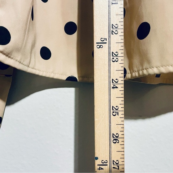 H&M Long Sleeve Blouse Sz S Tan Mocha Black Polka Dot Classic Top - Picture 5 of 6